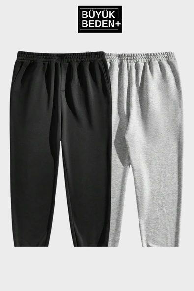 ikili Büyük Beden Reçme Paça İnce Eşofman Altı SPR25BEA52-2 - 7