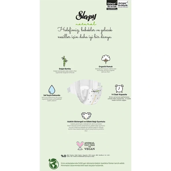 Nessiworld Sleepy Natural Bebek Bezi Gross Paket 5 Beden 11-18 Kg 100 Adet - 4
