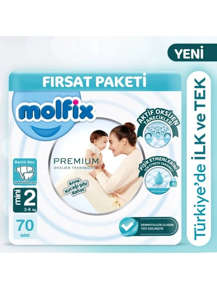 Nessiworld Molfix Premium Bebek Bezi Fırsat Paketi 2 Beden 3-6 Kg 70 Adet ürün görseli 1