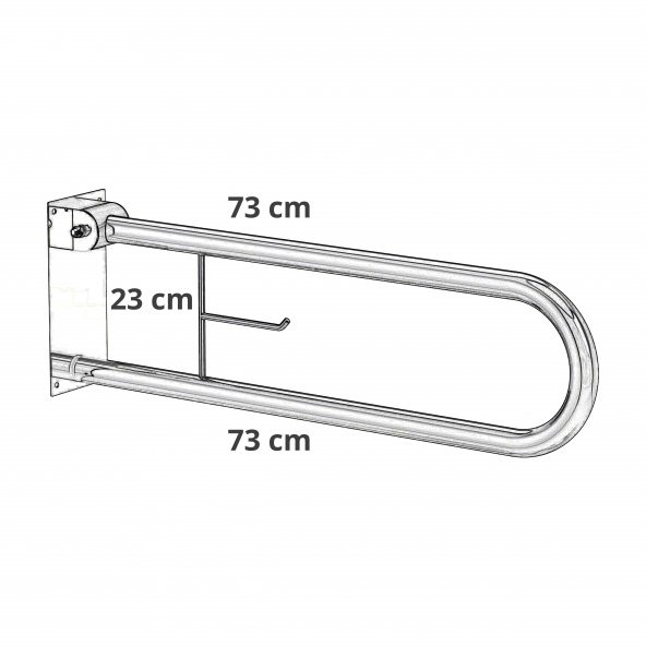 Engelli Mafsallı WC Tutunma Barı Siyah - 2
