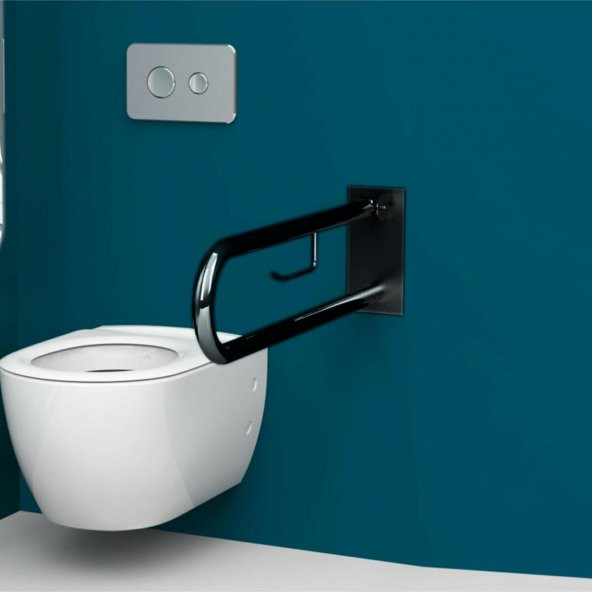 Engelli Mafsallı WC Tutunma Barı Siyah - 3
