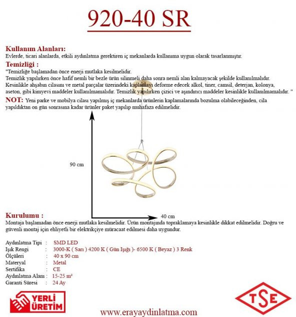 Eray Aydınlatma 920-40 Led Sarı Avize - 3