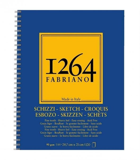 FABRIANO 1264 SCHIZZI A4 - 90 GR - F-1264 ESKİZ DEFTERİ - YAN SPİRALLİ - MİKROPERFORELİ