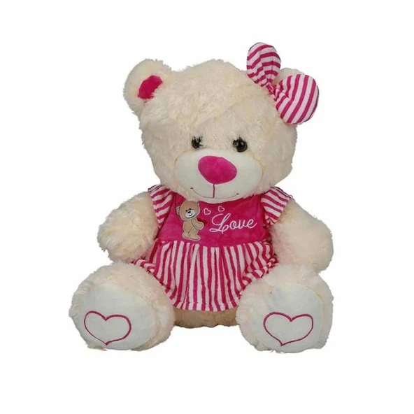 Nessiworld 8334 Oturan Çizgili Elbiseli Peluş Ayı 40 cm -Sunman - 2