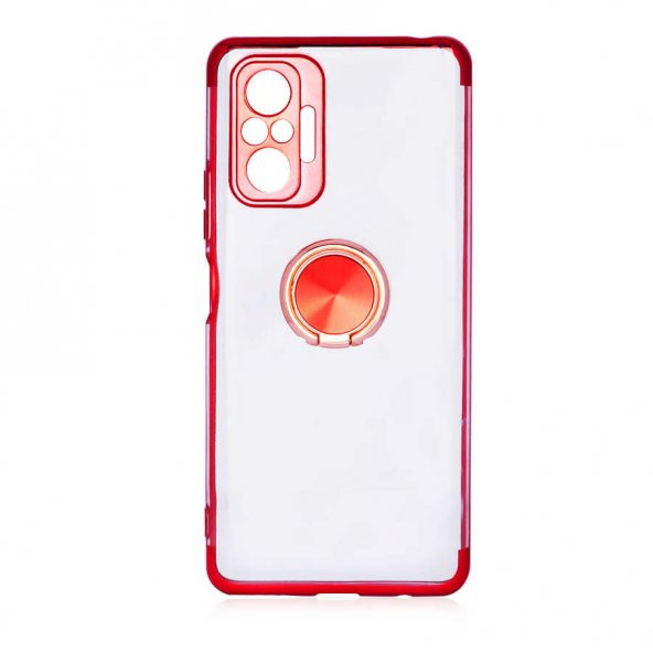 Xiaomi Redmi Note 10 Pro Kılıf Kenarları Renkli Şeffaf Manyetik Yüzüklü Silikon - 4