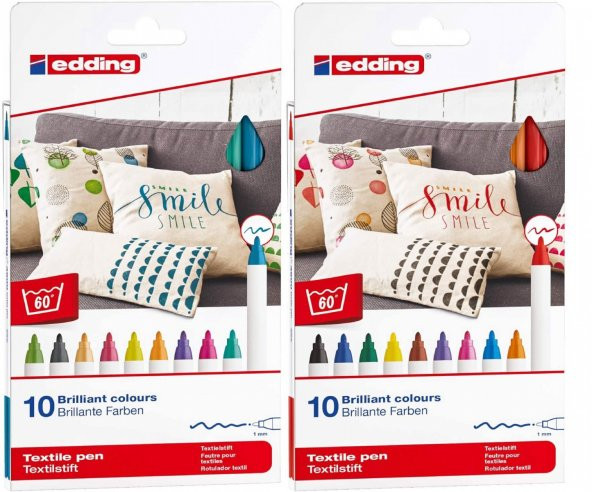 Edding 4600 20li Tam Renk Kumaş Kalemi Set - Fun + Basic