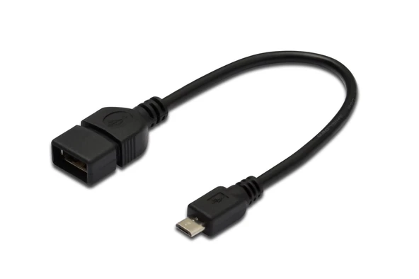 USB On-The-Go (OTG) Kablosu, 0,20 metre, AWG 28, USB A, dişi - Micro USB B, erkek