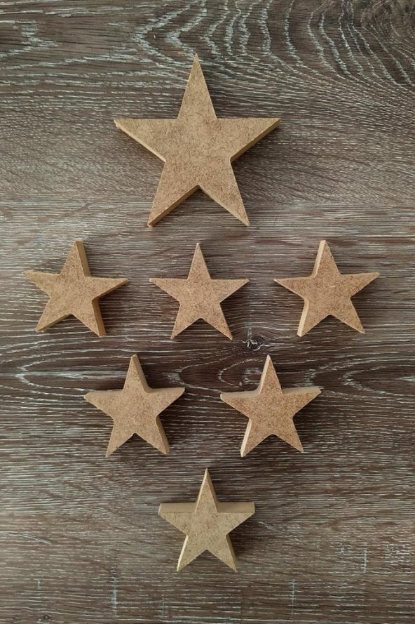 Ham Mdf Yıldız 18 mm Kalınlık 7 Adet Boyanabilir