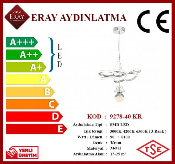Eray Aydınlatma 9278-40 Led Krom Avize - 4
