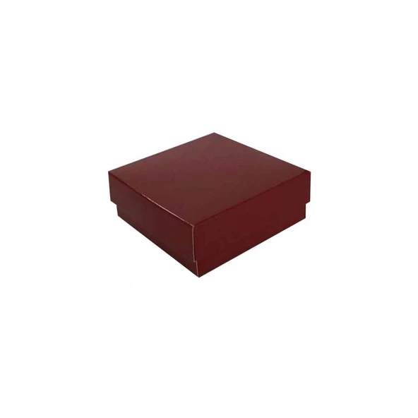Komple Karton Kutu Düz Renk 9X9X3 CM (25 Adet)  Bordo