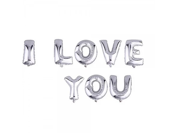 KENPAZAR Parti Aksesuar I Love You Folyo Balon Gümüş Renk 35 CM