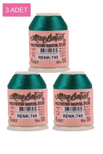 3 Adet Altınbaşak Oya ve Dantel İpi 20 gr - Royaleks - No: 745