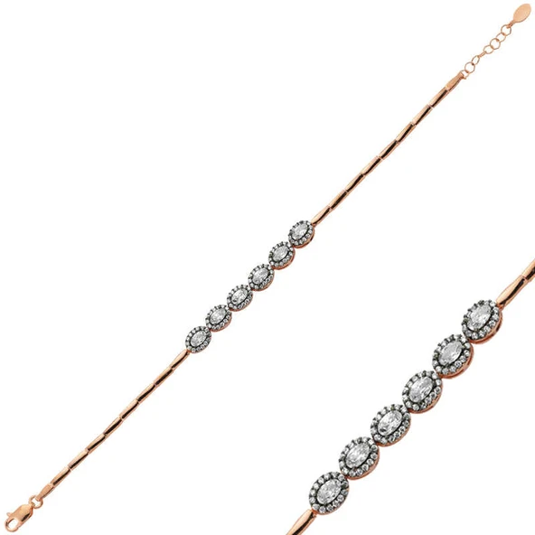 KENPAZAR 925 Ayar Gümüş Rose Elmas Montür Bileklik - 2