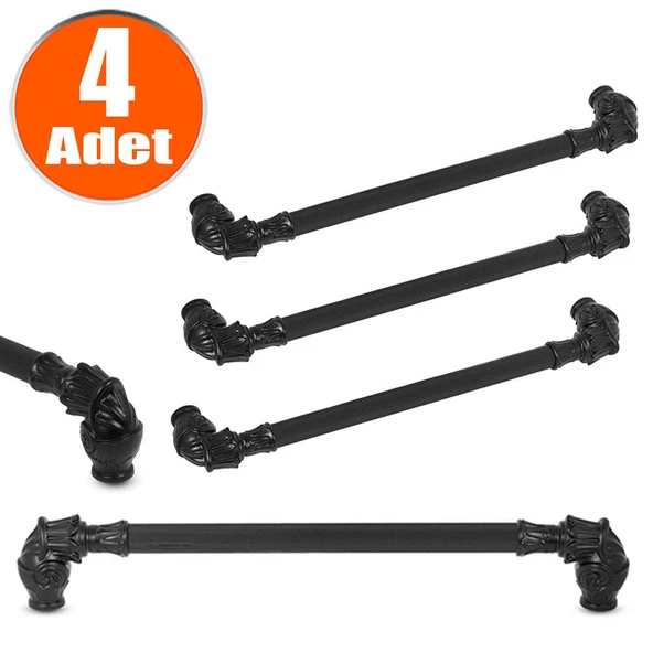 Alyans Çekmece Dolap Dolabı Kulpu Kulbu 192 Mm Siyah Rustik Metal Kulpları (4 ADET) Mobilya Mutfak