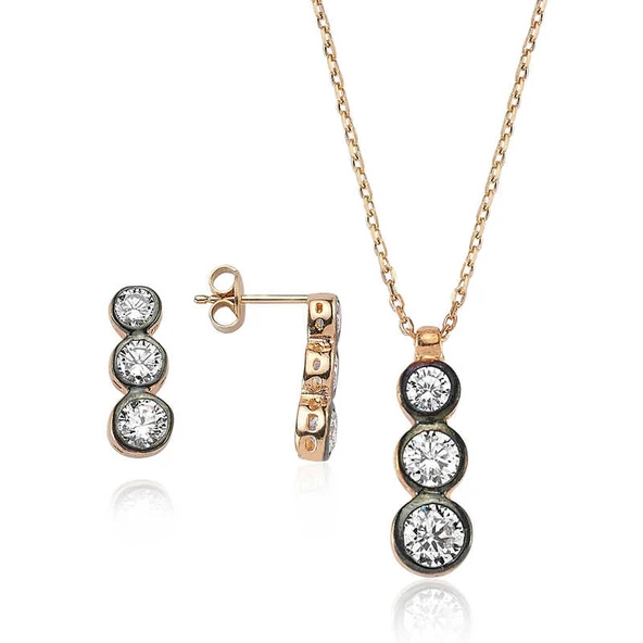 KENPAZAR 925 Ayar Gümüş Üç Taş Tria Set