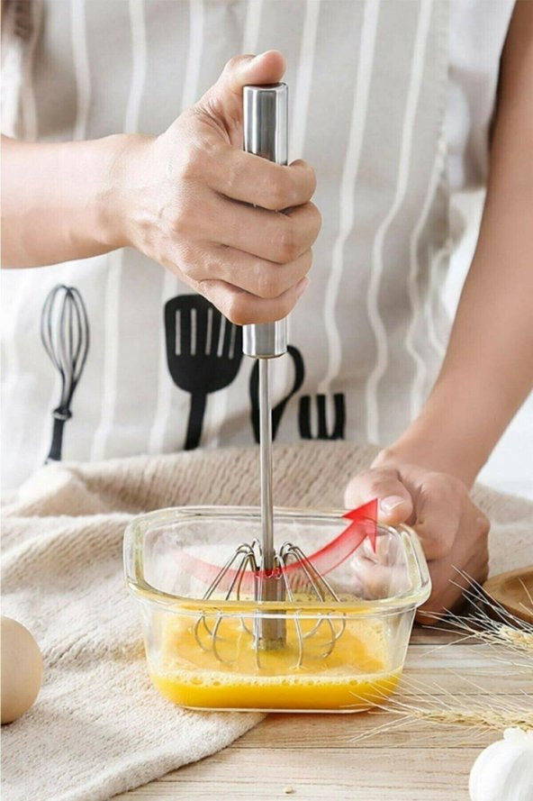 Hometarz Basmalı Çırpıcı Karıştırıcı Otomatik İnox Çelik 31 CM - 3