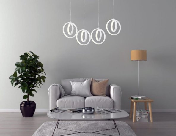 Eray Aydınlatma 1909-4 Beyaz 4 lü Sıralı Led Avize - 2