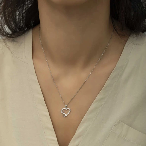 KENPAZAR 925 Ayar Gümüş Kalpli Sonsuzluk Kadın Gümüş Kolye - 2