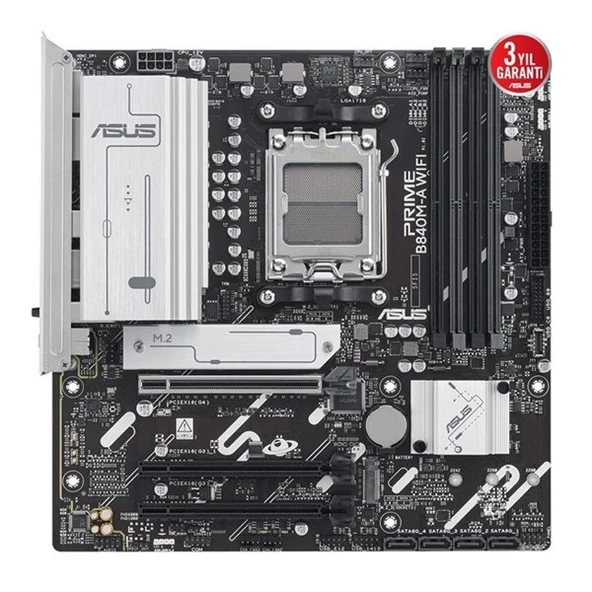 ASUS PRIME B840M-A WIFI6E DDR5 HDMI-DP USBC PCIE 4.0 AM5 mATX - Resim 2