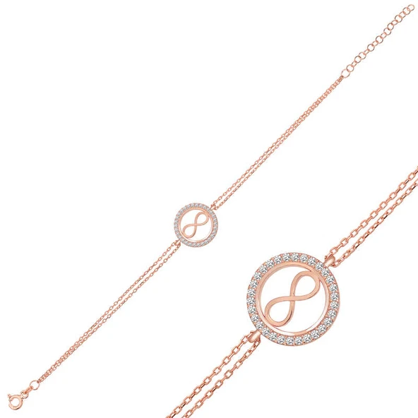 KENPAZAR 925 Ayar Gümüş Rose Sonsuzluk Bileklik - 2