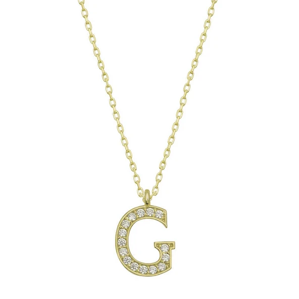 KENPAZAR 925 Ayar Gümüş Gold G Harfi Kadın Gümüş Kolye