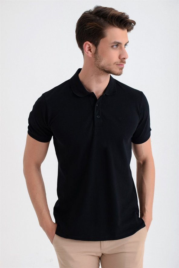 Morven Erkek Basic Polo Yaka Armürlü T-Shirt Lacivert - 5