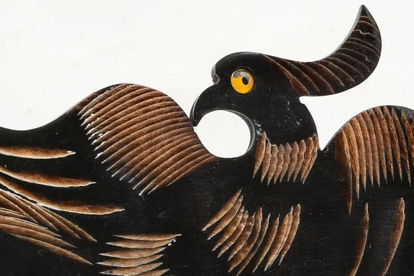 KENPAZAR El Oyması Tavus Kuşlu Kemik Tarak - Resim 2