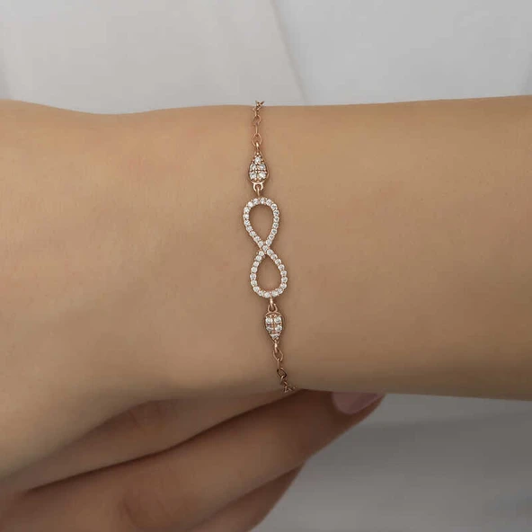 KENPAZAR 925 Ayar Gümüş Rose Sonsuzluk Kadın Bileklik