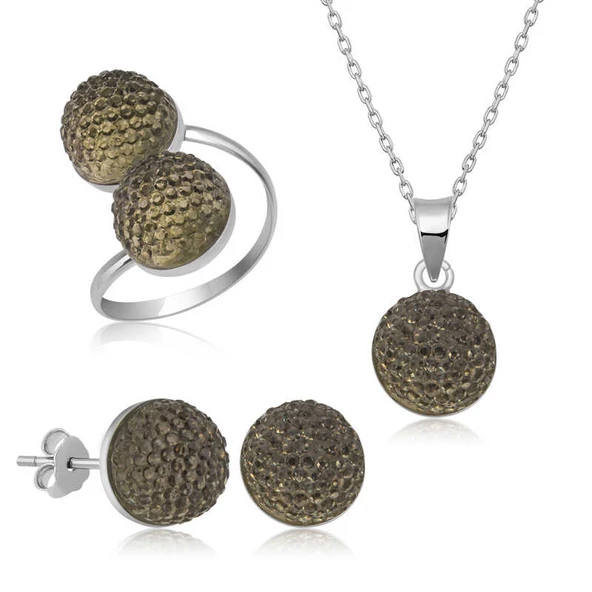 KENPAZAR 925 Ayar Gümüş Kristal Kadın Set