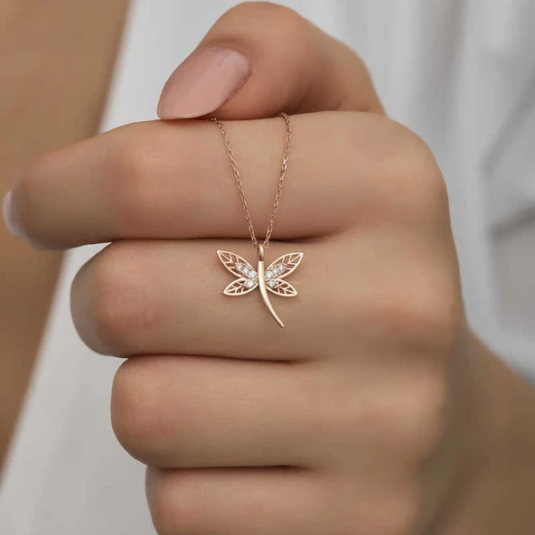 KENPAZAR 925 Ayar Gümüş Rose Yusufçuk Kadın Gümüş Kolye - 4