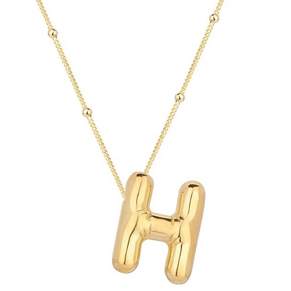 KENPAZAR 925 Ayar Gümüş Gold Balon H Harfi Kadın Kolye