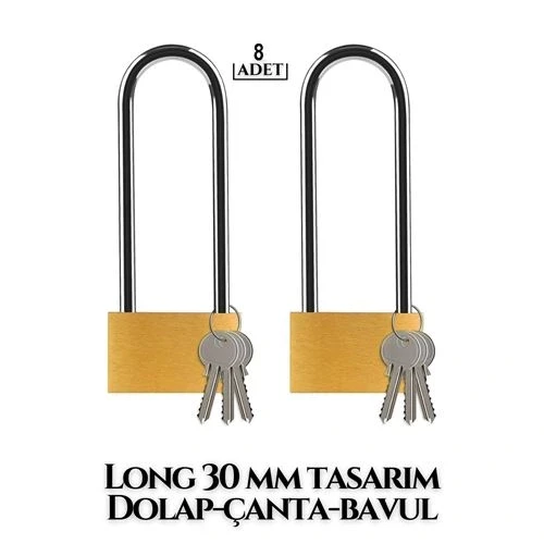 8 ADET Long 30 mm Dolap Çanta Bavul Kilidi 718882