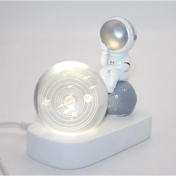 KENPAZAR Astronot Ledli Küre Dekoratif Hediyelik