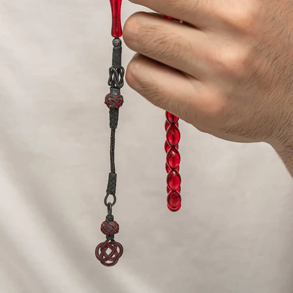 KENPAZAR Gümüş Kazaz Püsküllü Sıkma Kehribar Tesbih - 3