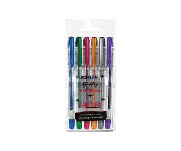 Simli Jel Kalem Fosforlu Kalem 6 Adet Pensan Glitter Gel Simli Kalem 6lı Paket