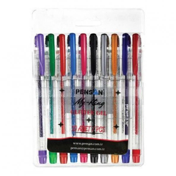 Simli Jel Kalem Fosforlu Kalem 10 Adet Pensan Glitter Gel Simli Kalem 10lu Paket