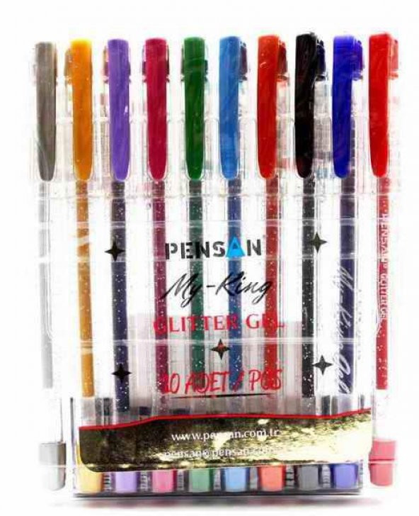 Simli Jel Kalem Fosforlu Kalem 10 Adet Pensan Glitter Gel Simli Kalem 10lu Paket - 2