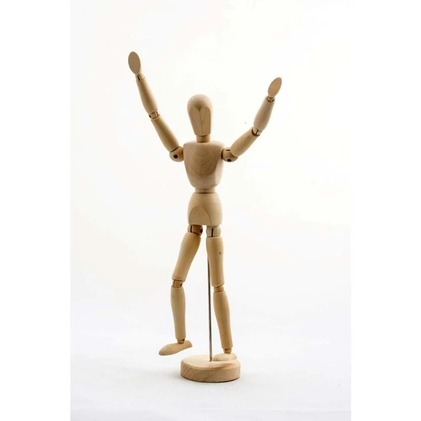 KENPAZAR Ahşap Model Manken Ahşap Robot 14 Cm