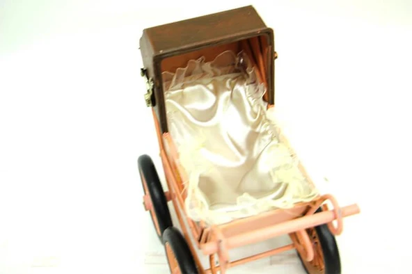 KENPAZAR Dekoratif Metal Bebek Arabası Biblo Vintage Hediyelik - 5