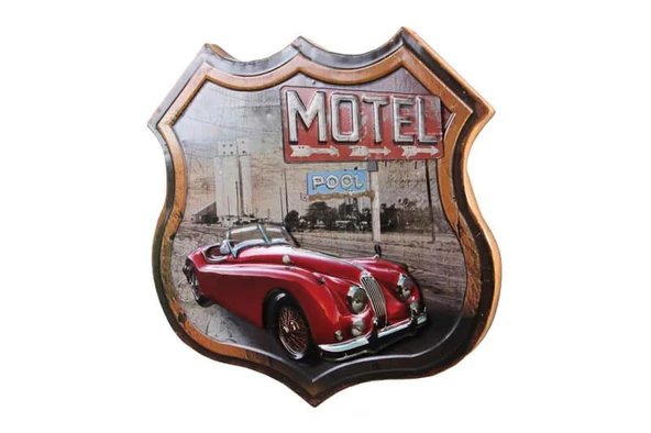 KENPAZAR Dekoratif 3D Motel &Kırmızı Chevrolet Temalı Duvar Panosu - 2
