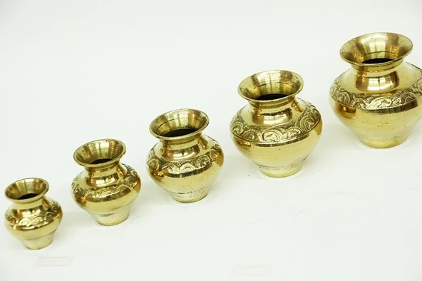 KENPAZAR Vazo Minik 5'li set Tamamı Pirinç Dekoratif Hediyelik - 4