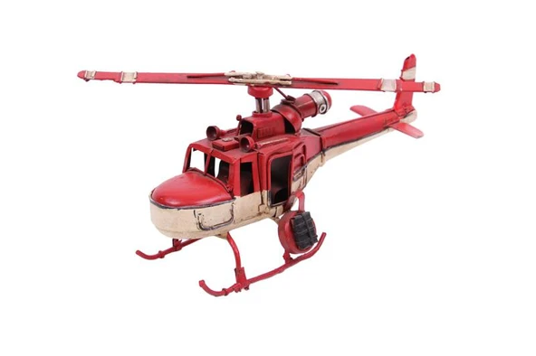 KENPAZAR Helikopter Metal Vintage Dekoratif Masaüstü Biblo Hediyelik