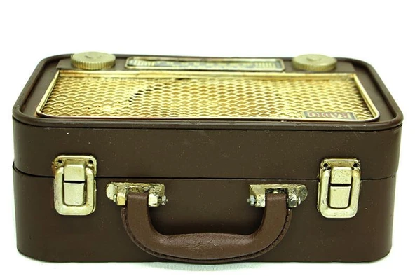 KENPAZAR Dekoratif Metal Radyo Bavul Vintage Dekoratif Hediyelik - Resim 4