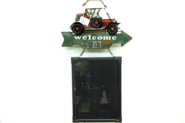 KENPAZAR Dekoratif Metal Yazı Tahtası Tabela Okul Tahtası Led Işıklı