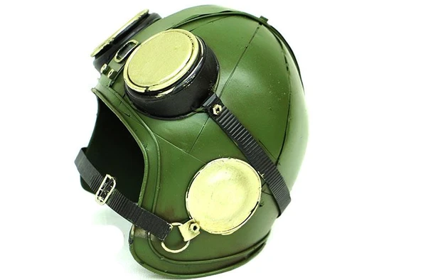 KENPAZAR Dekoratif Metal Pilot Kaskı Biblo Vintage Ev Ofis Hediyelik - Resim 3