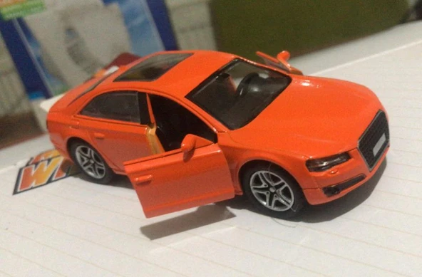 Oyuncak Metal Model Araba Açılır Kapı 1/36 Çek Bırak Turuncu Audi - 2