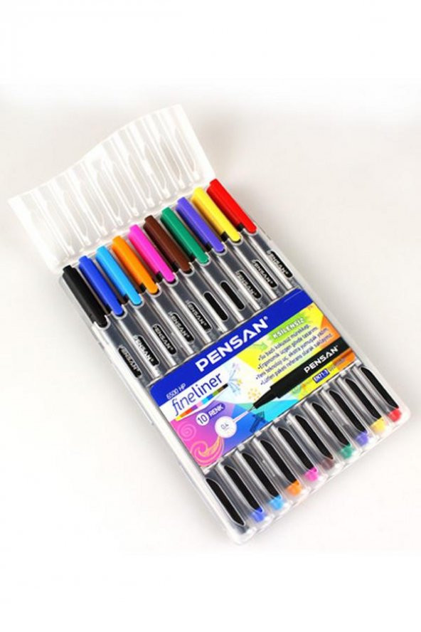 Fineliner Kalem 10 Renk Plastik Kutu 0.4mm Keçe Uçlu Kalem Pensan Fineliner 6500HP 0.4mm Keçe Uçlu Kalem - 2
