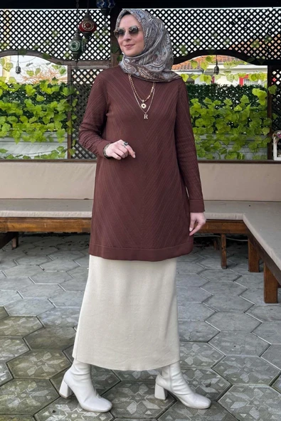 Damla Triko Tunik Kahve - 3