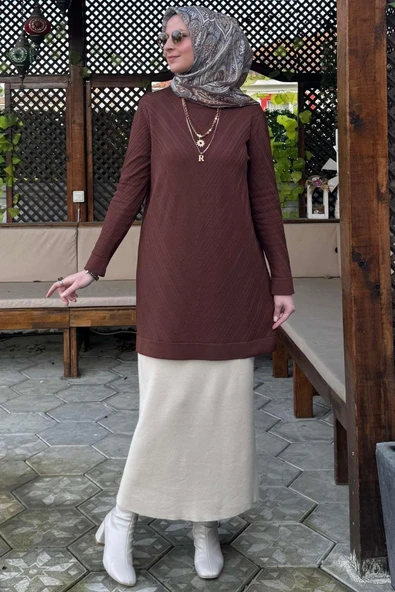 Damla Triko Tunik Kahve - 8