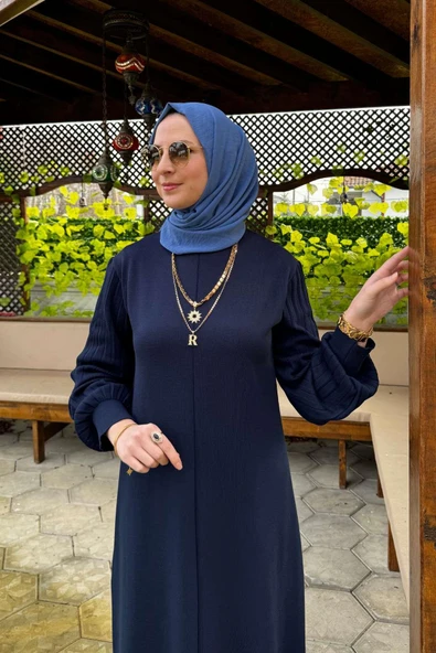 Ecem Triko Elbise Lacivert - Resim 7